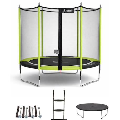Trampoline ø 300?cm + filet + échelle + bâche + kit d'ancrage - jumpi 300 Green 1 - vertbaudet enfant 