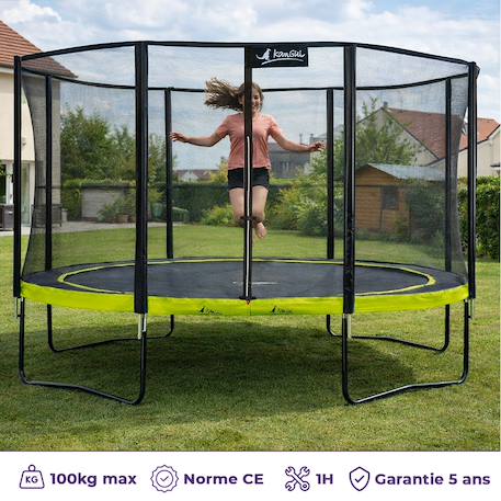 Trampoline ø 430cm + filet + échelle + bâche + kit ancrage - punchi 430 vert Green 2 - vertbaudet enfant 