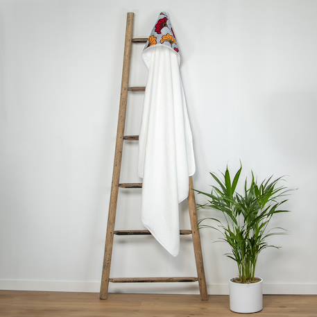 Grande cape de bain en coton et bambou wax fleurs de mariage Bleu+Rouge 7 - vertbaudet enfant 