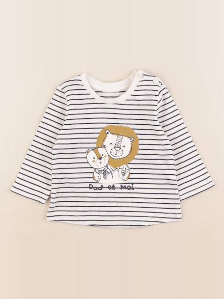 Tee-shirt - 3 mois Beige, bleu 1 - vertbaudet enfant 
