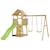 Aire de jeux bois, 2 balançoires, toboggan, escalade, bac à sable woodi Marron 1 - vertbaudet enfant 