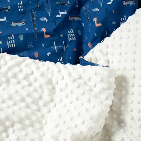 Grand plaid couverture réversible en minky new york Écru 3 - vertbaudet enfant 