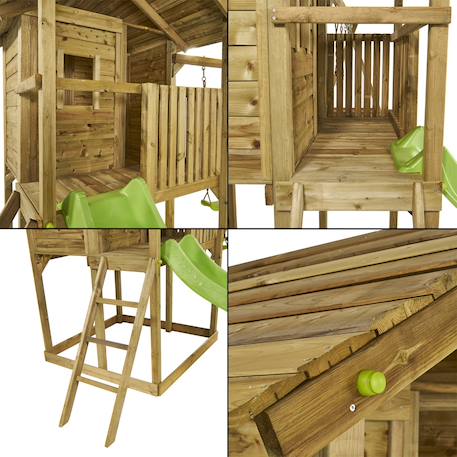 Kangui cabane sur pilotis wapiti - balançoires, toboggan, cabane avec balcon Brown 5 - vertbaudet enfant 