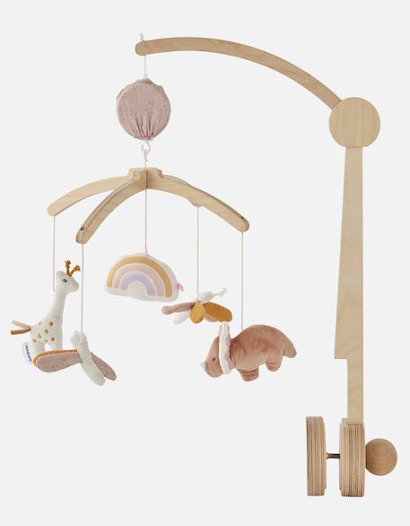 Mobile musical en bois popsie Rose, écru, ocre 1 - vertbaudet enfant 