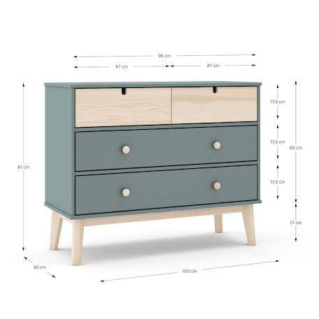 Commode 4 tiroirs gain de place - gamme léonie Green 3 - vertbaudet enfant 