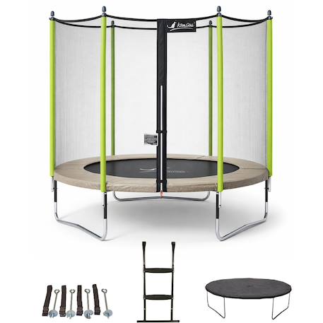 Trampoline ø 300?cm + filet + échelle + bâche + kit d'ancrage - jumpi 300 Green 1 - vertbaudet enfant 