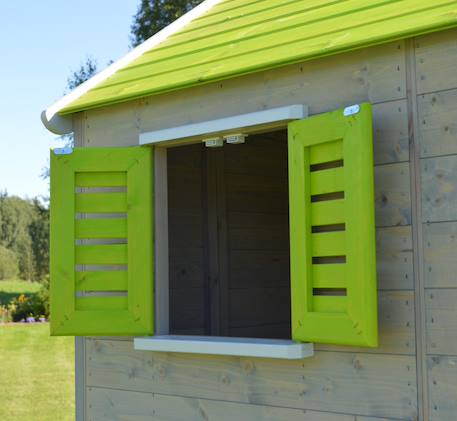 Maisonnette enfant extérieur en bois tinni avec plateforme Brown 5 - vertbaudet enfant 