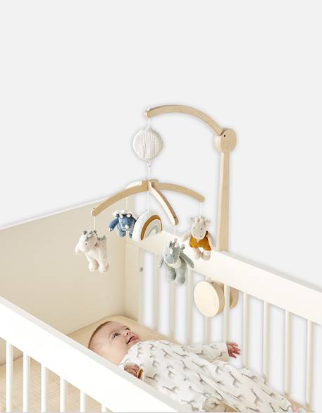 Mobile musical en bois Beige, bleu, gris 6 - vertbaudet enfant 