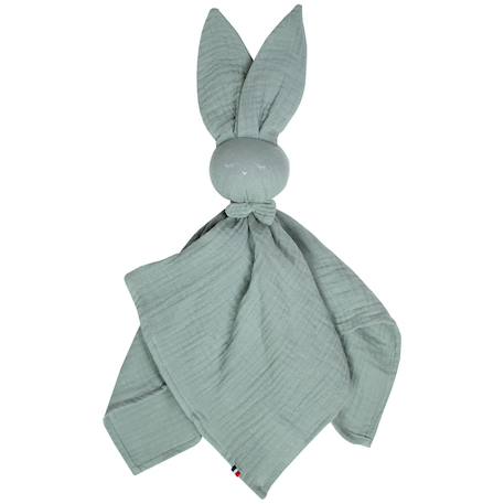 Doudou lapin  en gaze de coton jeanne Beige+Blanc+Blanc à pois or+Bleu+Camel+Écru+Gris+Rose+Terracotta+Vert de gris 55 - vertbaudet enfant 