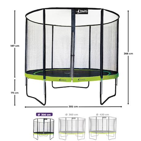 Trampoline de jardin ø 300cm + filet de sécurité + échelle - punchi 300 vert Green 3 - vertbaudet enfant 
