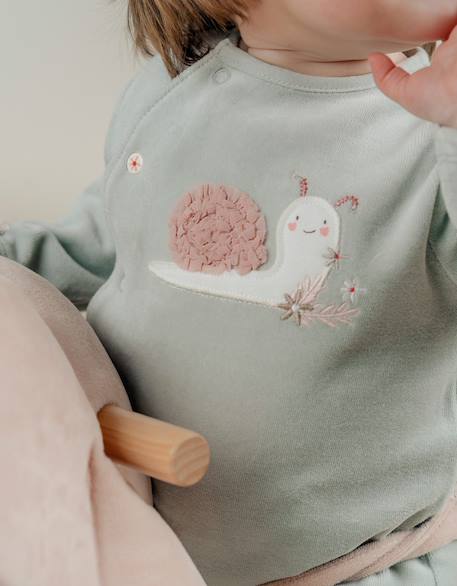 Pyjama bébé en velours avec broderie escargot Green 3 - vertbaudet enfant 