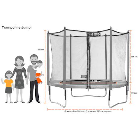 Trampoline jardin ø 300?cm + filet + échelle + bâche - jumpi 300 - taupe/vert Green 4 - vertbaudet enfant 