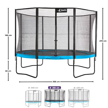 Trampoline ø 360cm + filet de sécurité + échelle + kit ancrage - punchi 360 bleu Blue 3 - vertbaudet enfant 