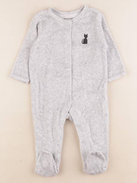 Pyjama velours - 6 mois Gris 1 - vertbaudet enfant 
