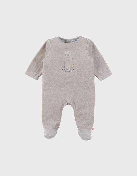 Pyjama bébé en velours brodé lapin Grey 1 - vertbaudet enfant 