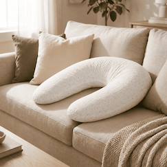 -Coussin de maternité 3 en 1 : grossesse, allaitement & repos - housse double gaze coton - blanc