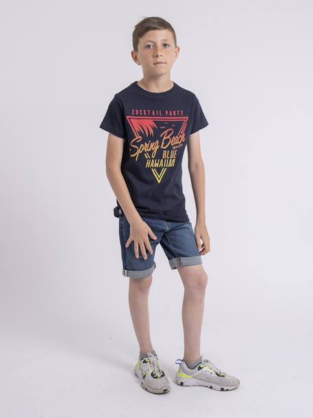 T-shirt col rond pur coton noclark garçon Blue 4 - vertbaudet enfant 