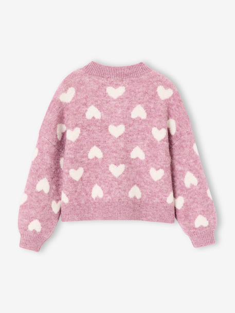 Gilet jacquard coeurs fille beige doré+lilas+vieux rose 7 - vertbaudet enfant 