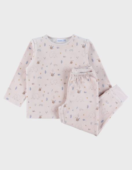 Pyjama 2 pièces en velours avec motif éléphant Pink 1 - vertbaudet enfant 