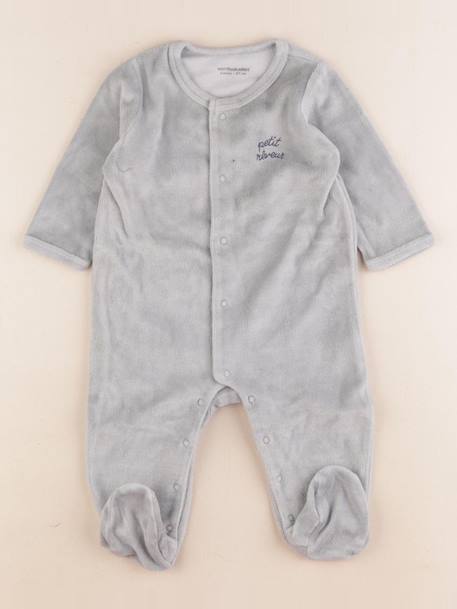 Pyjama velours - 6 mois Vert 1 - vertbaudet enfant 