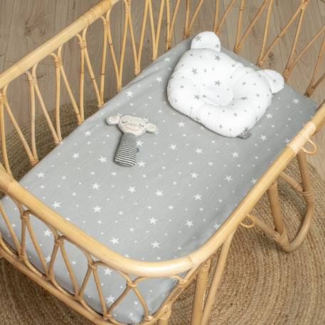 Drap housse berceau en coton stella Gris 3 - vertbaudet enfant 