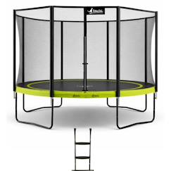 -Trampoline de jardin ø 360cm + filet de sécurité + échelle - punchi 360 vert