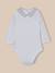Body bébé col à carreaux - coton biologique Rayure amande+Tattersall ciel 5 - vertbaudet enfant 
