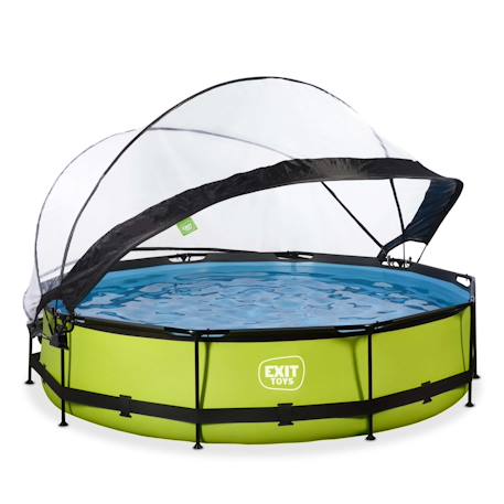 Piscine couverte wood ø360x76cm avec pompe filtrante Gris+Vert 7 - vertbaudet enfant 
