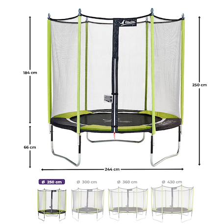 Trampoline ø 250?cm + filet + échelle + bâche + kit d'ancrage - jumpi 250 Green 3 - vertbaudet enfant 