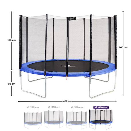 Trampoline rond bleu ø 430cm avec filet, échelle, bâche et kit ancrage Blue 3 - vertbaudet enfant 