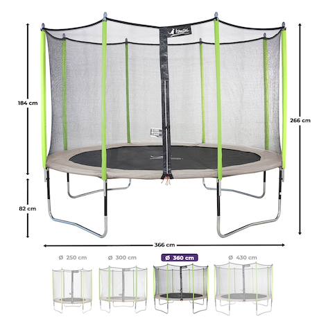 KANGUI Trampoline rond 430cm avec filet, échelle, bâche et kit d'ancrage - RALLI 430 | Leroy Merlin