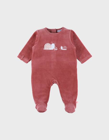 Pyjama bébé en velours brodé escargot Red 1 - vertbaudet enfant 