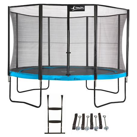 Trampoline ø 360cm + filet de sécurité + échelle + kit ancrage - punchi 360 bleu Blue 1 - vertbaudet enfant 