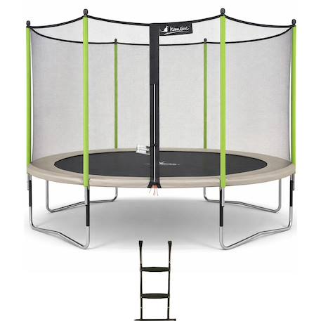 Trampoline jardin ø 360?cm + filet + échelle - jumpi 360 - taupe/vert Beige 1 - vertbaudet enfant 