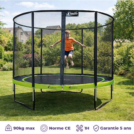 Trampoline ø 300cm + filet de sécurité + échelle + kit ancrage - punchi 300 vert Green 2 - vertbaudet enfant 