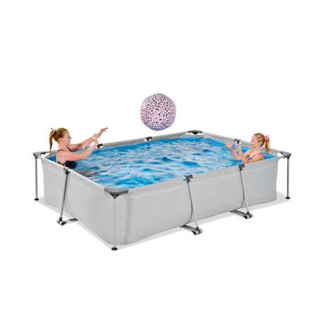 Piscine tubulaire rectangulaire 300x200x65cm avec pompe filtrante Gris clair 4 - vertbaudet enfant 