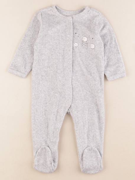 Pyjama velours - 6 mois Gris 1 - vertbaudet enfant 