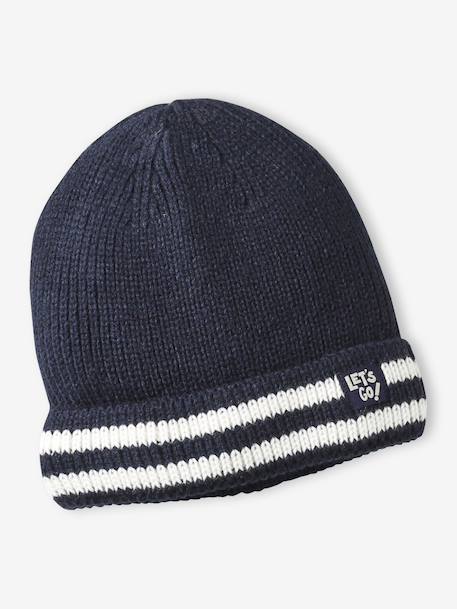 Ensemble garçon bonnet, snood et gants bleu nuit+gris chiné 2 - vertbaudet enfant 