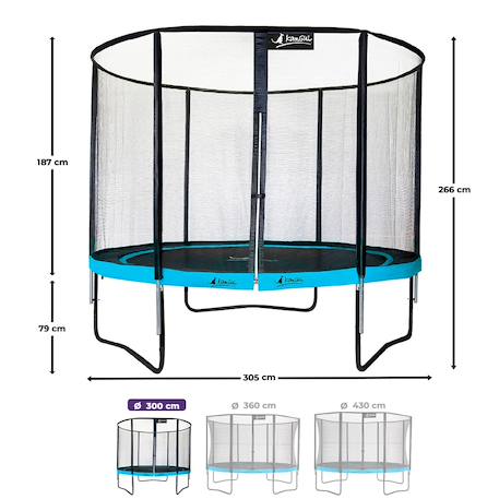 Trampoline ø 300cm + filet de sécurité + échelle + bâche - punchi 300 bleu Blue 3 - vertbaudet enfant 