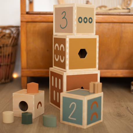 Cubes empilables en bois Multicolor 4 - vertbaudet enfant 
