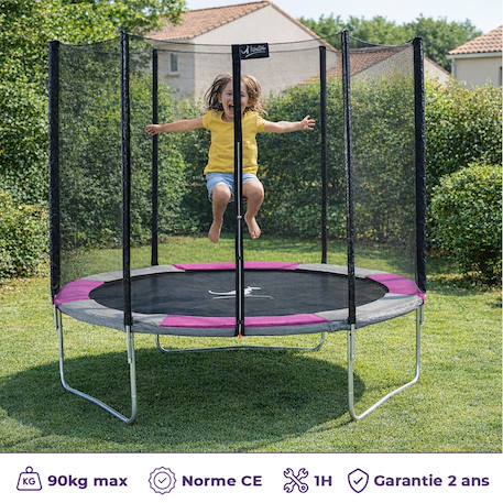 Trampoline rond ø 300cm avec filet, échelle, bâche et kit ancrage - ralli 300 Pink 2 - vertbaudet enfant 