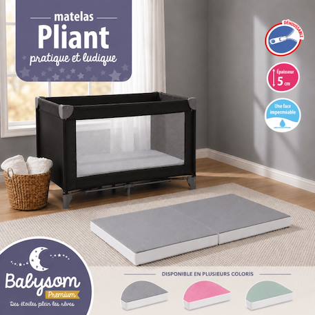 Matelas bébé pliant 60x1 Gris 1 - vertbaudet enfant 