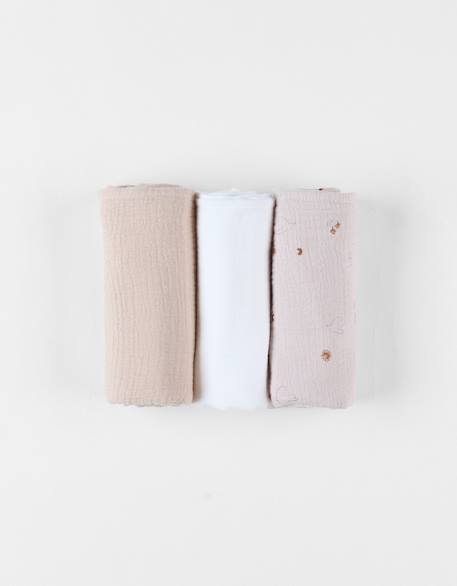 Lot de 3 langes  mousseline Ecru, blanc, beige 1 - vertbaudet enfant 