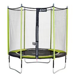 -Trampoline jardin ø 250?cm + filet de sécurité - jumpi 250 - noir/vert