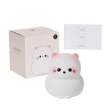 Veilleuse chat blanc en silicone - rechargeable Beige 5 - vertbaudet enfant 