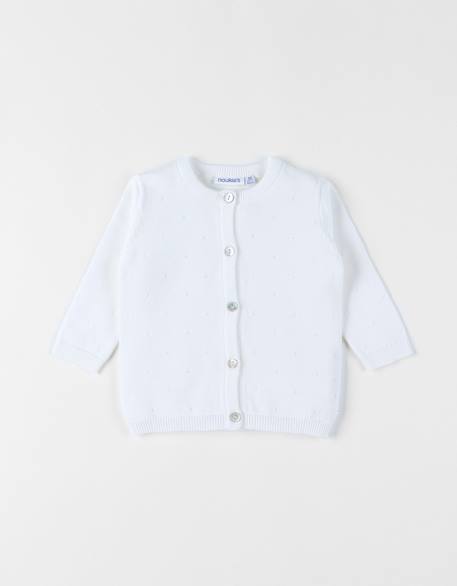 Cardigan en tricot coton White 1 - vertbaudet enfant 