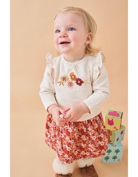 Robe bi-matière fleurs White 2 - vertbaudet enfant 