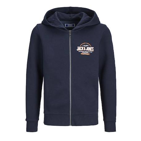 Sweat zippe à capuche garçon jjelogo Marine+Vert 3 - vertbaudet enfant 