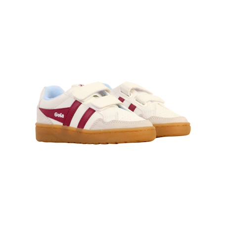 Baskets basses à scratch Blanc cerise+Blanc khaki orange+Blanc moonlight burgundy 3 - vertbaudet enfant 