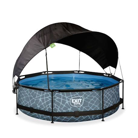 Piscine ø300x76cm avec voile d'ombrage et pompe filtrante Gris 2 - vertbaudet enfant 
